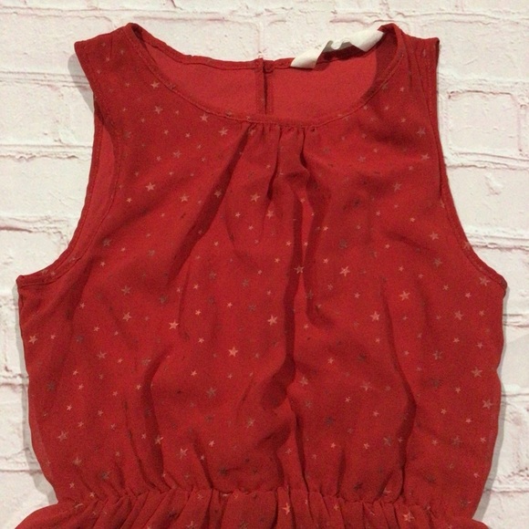 H&M Girl’s Red with Gold Stars Sleeveless Formal Dress - Size 10-11Y - Picture 2 of 8